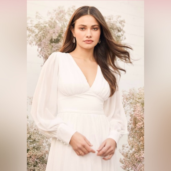 Give You My Heart White Long Sleeve Maxi Dress - Picture 2 of 4